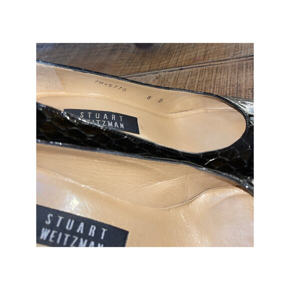 Womens Stuart Weitzman Brown Snakeskin Square Toe Block Heel‎ Shoe Size 8B - Picture 8 of 9